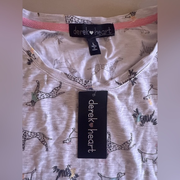 Derek Heart Animal Print Cocktail Pajama Crop Top Pant Set Long Sleeve Soft L - Picture 5 of 16